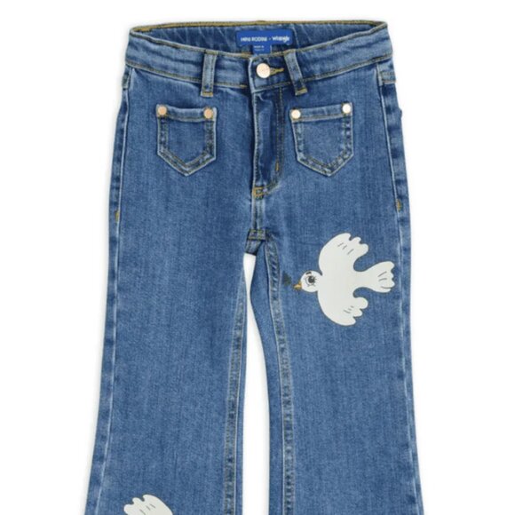 Mini Rodini x Wrangler Peace Dove Flared Denim Jeans - Picture 2 of 7